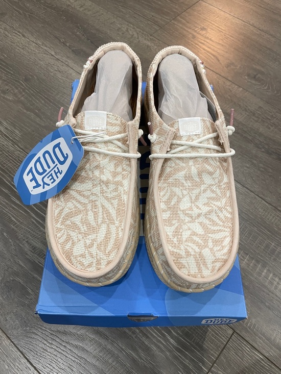 HEYDUDE Wendy Espadrille Retro Palm Pale Pink/White size 9 - Picture 5 of 9